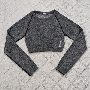 Gymshark Shirt Women's S Gray Marl Adapt Seamless Long Sleeve Crop Top